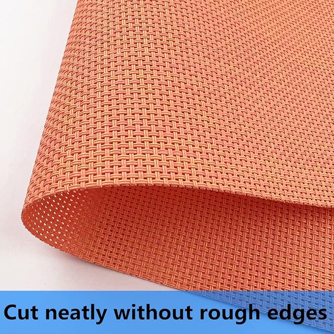 WAZAIGUR Placemats,Easy to Clean Crisscross Woven Vinyl Place Mats Durable Non-Slip Heat Resistant Table Mats,Placemats for Kitchen Table (Orange, 6)