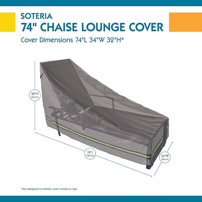 DUCKCOVERS Soteria Waterproof 74 Inch Patio Chaise Lounge Chair Cover, Chaise Lounge Covers Outdoor