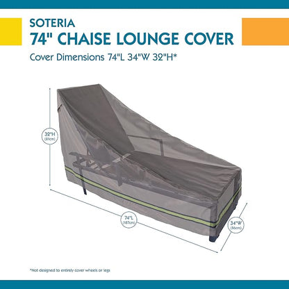 DUCKCOVERS Soteria Waterproof 74 Inch Patio Chaise Lounge Chair Cover, Chaise Lounge Covers Outdoor