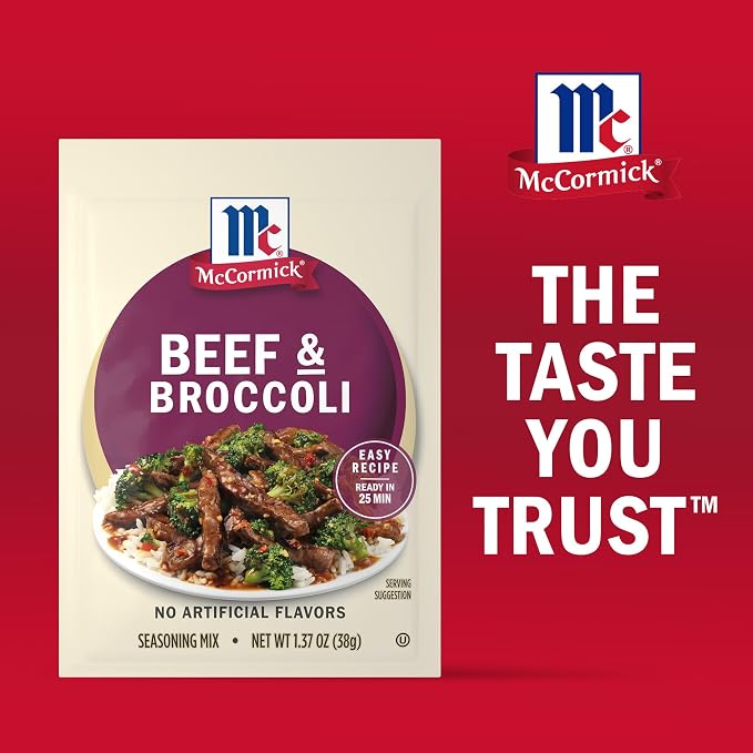 McCormick Seasoning Mix, Beef & Broccoli, No Artificial Flavors, For Restaurant-Style Beef & Broccoli in Just 25 Minutes, 1.37 oz (Pack of 12)
