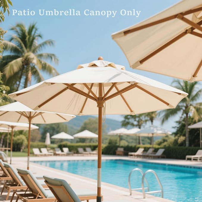 10ft/9ft/7.5ft Patio Umbrella Replacement Canopy for 6/8 Ribs, Outdoor Market Patio Table Umbrella Top Canopy Cover for Backyard Garden Courtyard Swimming Pool