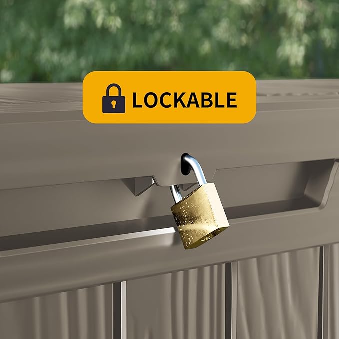 Outdoor Storage Box 200GAL Waterproof Resin Deck Box,UV-Resistant Lockable Package Delivery Bin for Garden Tools,Patio Outside Cushions,Pool Accessories Supplies,Chest,Furniture,Grey