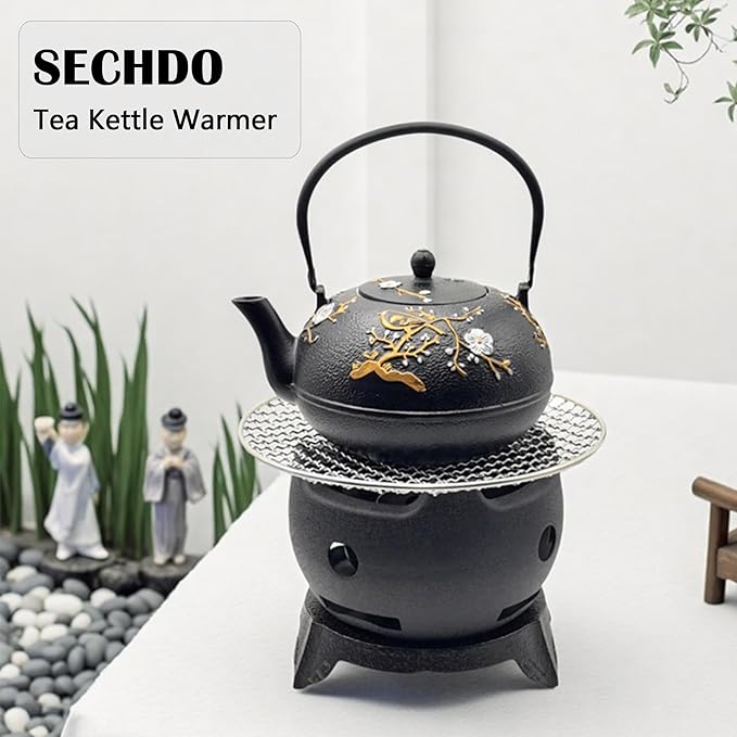 Yakitori Grill, Aluminium Alloy Small and Lightweight BBQ Stove, Japanese Portable Charcoal Barbecue Yakiniku for Household or Outdoor, Teapot Warmer, Tea Stove with Trivet and Stainless Steel Mesh