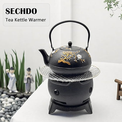 Yakitori Grill, Aluminium Alloy Small and Lightweight BBQ Stove, Japanese Portable Charcoal Barbecue Yakiniku for Household or Outdoor, Teapot Warmer, Tea Stove with Trivet and Stainless Steel Mesh
