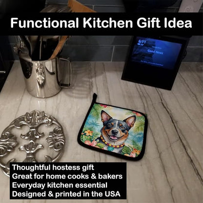 Caroline's Treasures Australian Cattle Dog Luau Pair of Pot Holders Kitchen Heat Resistant Pot Holders Sets Oven Hot Pads for Cooking Baking BBQ, 7 1/2 x 7 1/2