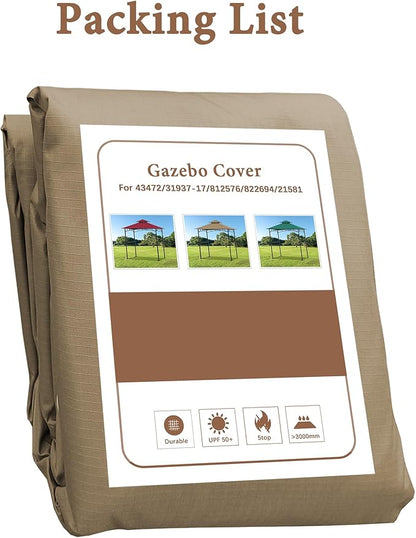 SCOCANOPY Grill Gazebo Replacement Top Compatible with The Grill Gazebo Aldi Gardenline Belavi Shoprite Grill Gazebo,for Model Number: 822694,31937-17,21581,43472,812576(Khaki)