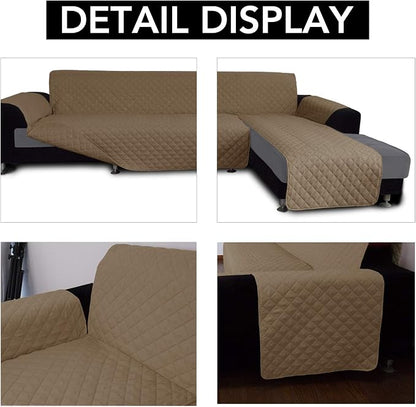 Easy-Going Reversible L-Shape Sectional Couch Cover, Small, Camel/Camel | Soft Sofa Slipcover For Dogs, Fits Left/Right Chaise Lounge Protector, Water Resistant Mat For Living Room