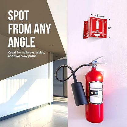 SmartSign Fire Extinguisher Projecting Sign with Arrow | 6" White on Red Polished Acrylic Signs for Corridor, lobby