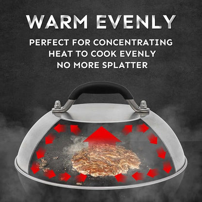 HULISEN 9" Cheese Melting Dome & 6.2" Smashed Burger Press Kit | Grill Press with Basting Cover, Stainless Steel Burger Smasher, Griddle Accessories Kit for Flat Top Grill Cooking