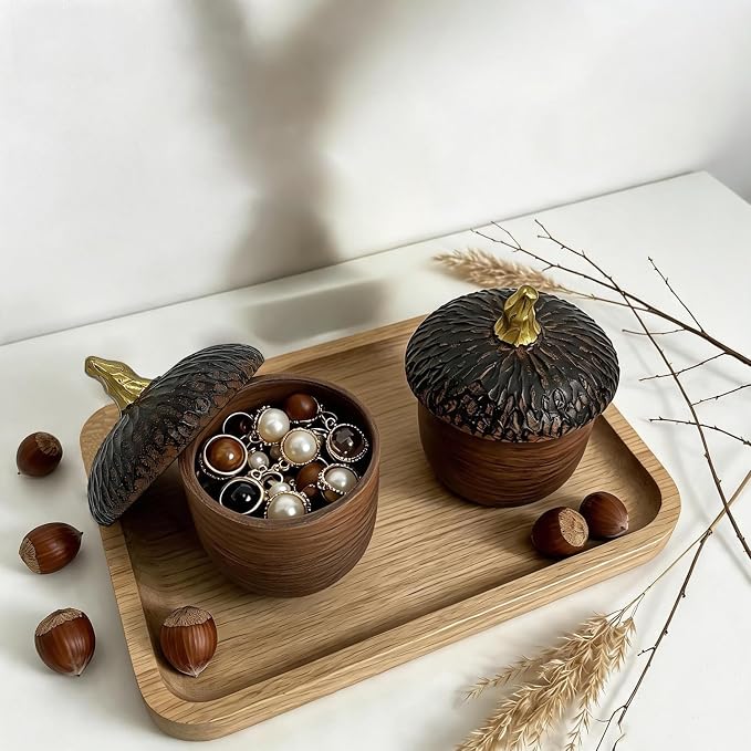 Acorn Resin Box Decor,Acorn Decor Vintage Trinket Box Small Storage Jar With Lid, Candy Snack Nuts Container,Acorn Shape Art Box, Halloween, Thanksgiving,Storage Garden Boxes Fall Table Decor