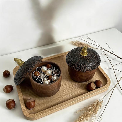 Acorn Resin Box Decor,Acorn Decor Vintage Trinket Box Small Storage Jar With Lid, Candy Snack Nuts Container,Acorn Shape Art Box, Halloween, Thanksgiving,Storage Garden Boxes Fall Table Decor