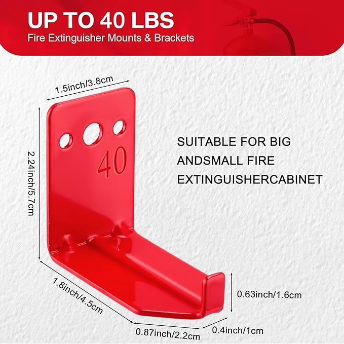 Queekay 20 Pack Fire Extinguisher Mount Universal Bracket 5 to 40 lb Fire Extinguisher Holder Wall Hook Hanger (Classic Style)
