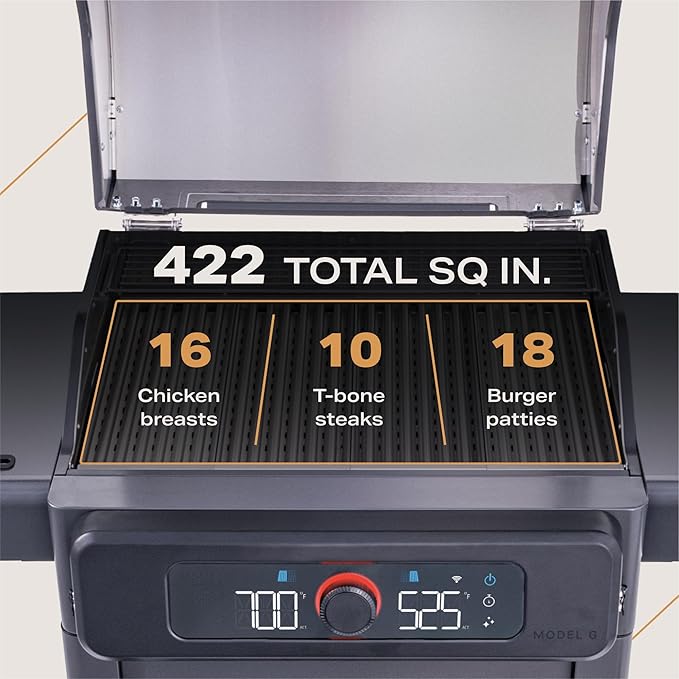 Current® Model G Dual Zone Grill, Smart Electric Outdoor Grill with 200-700°F Range for Searing & Roasting, Digital Precision, Independent Heat Zones, Apartment-Friendly & Weather-Resistant, Moon Dust