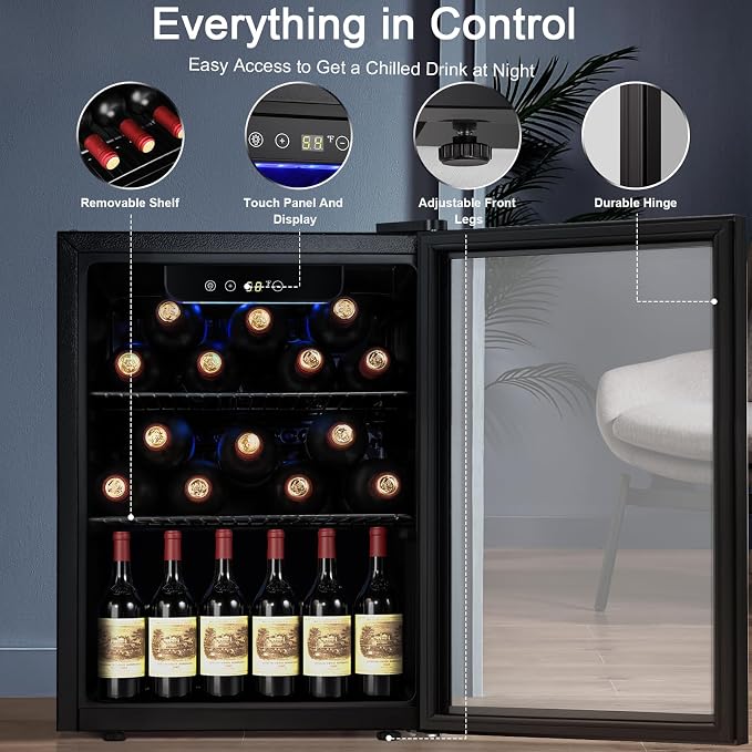 Antarctic Star Mini Fridge 68 Can Beverage Refrigerator Cooler with Glass Door,Adjustable Shelves & Digital Temperature for Soda Beer or beverage cooler for Home, Office Bar 1.7cu.ft