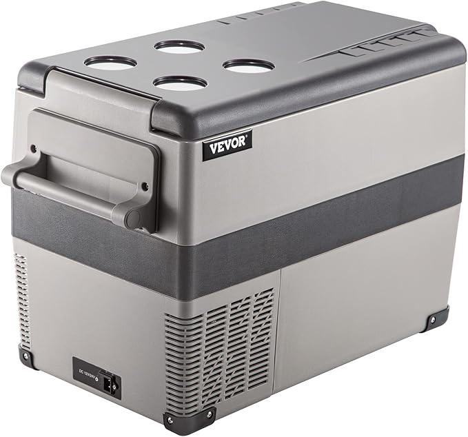 VEVOR 12 Volt Refrigerator, 48 Quart (45L) Fast Cooling Car Fridge, Portable Freezer with App Control (-4℉~68℉), 12/24v DC & 110-240v AC for Travel, Truck, Camping and Home Use, Black