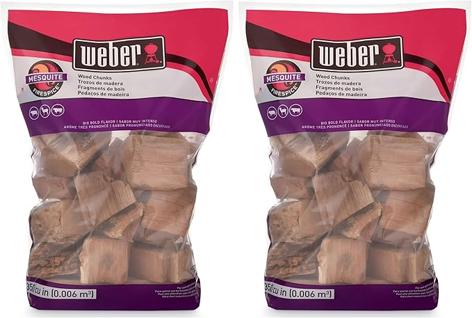 Weber Mesquite Wood Chunks, for Grilling and Smoking, 4 lb. (Pack of 2)