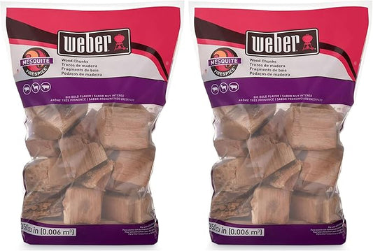Weber Mesquite Wood Chunks, for Grilling and Smoking, 4 lb. (Pack of 2)