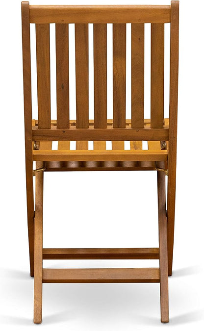 East West Furniture DEDK9CWNA 9 Piece Outdoor Patio Dining Sets Includes a Rectangle Acacia Wood Table and 8 Folding Side Chairs, 40x72 Inch, Natural Oil