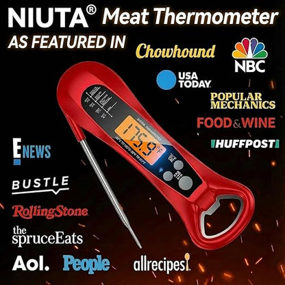 Therm Pro® Chef Meat Thermometer Digital, 1 Sec Instant Read, NIST® Certified Accurate to ±0.5℉, Ultra Bright LED Screen, 100% Waterproof, Auto-Rotate, for courtyard BBQ, Turkey, Candy, Liquids, bread