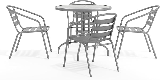 Flash Furniture 31.5 in Aluminum Round Table, Silver | Durable Construction, Commercial Use