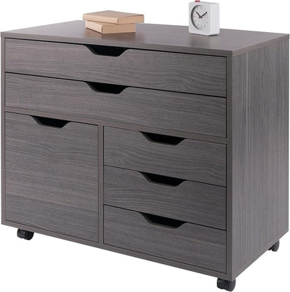 Winsome Halifax Mobile Storage Cabinet with Doors & Drawers, Stylish & Functional Home Storage Cabinet for Filing, Kitchen Organization, Moveable Furniture for Office, Dorms, Apartments