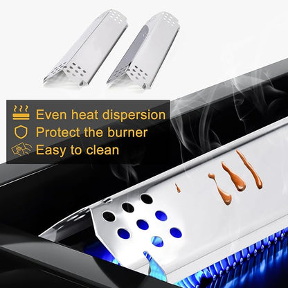 Grill Replacement Parts for Nexgrill 2 Burner 720-0864, 720-0864M, Cast Iron Grill Grates, Heat Plates, Burners and Igniters Kit for Nexgrill Parts 2 Burner