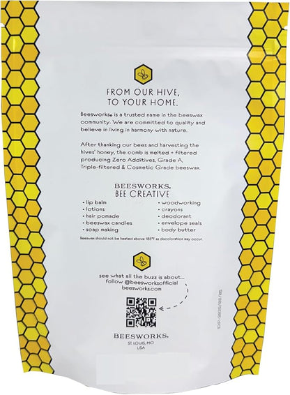 Beesworks Yellow Beeswax Pellets (1 lb) | 100% Pure, Cosmetic Grade, Triple-Filtered Beeswax for DIY Skin Care, Lip Balm, Lotion, and Candle Making