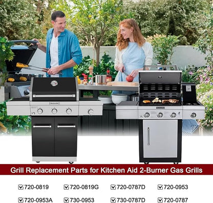 Grill Parts for Kitchenaid 720-0819, 720-0819G, 720-0787D, 720-0953, 720-0953A, 730-0953, 730-0787D, 720-0787 Models, Heat Plates, Burners, Igniters for Kitchen Aid 2 Burner Grill Replacement Parts.