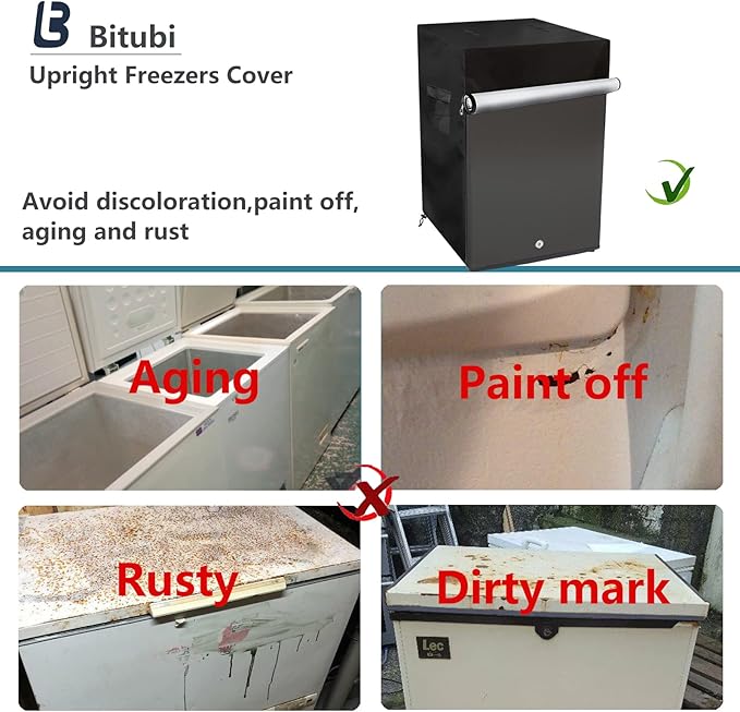 Bitubi Upright Freezers Cover,Outdoor Refrigerator Cover,– Waterproof, Dustproof, Sun-Proof, 22" W x 23" D x 34" H. Suitable for most 3.0 Cubic Compact Mini Freezer on market (Black)