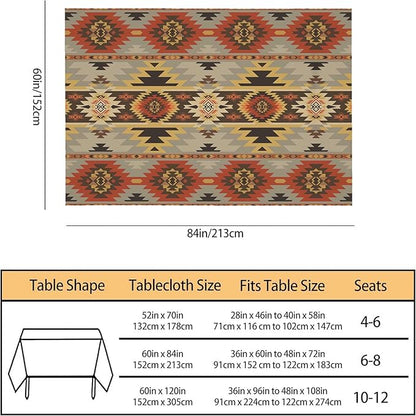 TKS MITLAN Geometric Pattern Decorative Rectangle Tablecloth American Style Aztec Polyester Table Cloth Kitchen Cover for Dining BBQ Picnic Coffee Table 60 x 84 Inch 6-8 Seats
