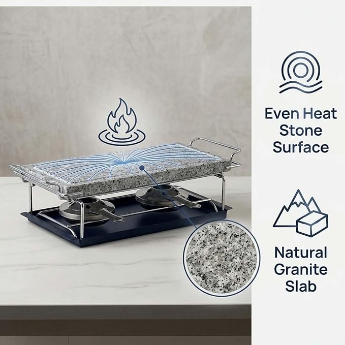 Artestia Hot Stone Steak Cooking Set – Long Heat Retention - Sizzling Steak Plate with Tray & Rack for Family Dinner, Indoor/Outdoor BBQ Grilling Gift