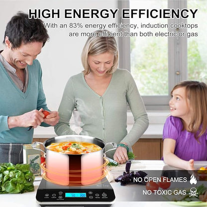 Duxtop Portable Induction Cooktop, Countertop Burner Induction Hot Plate with LCD Sensor Touch 1800 Watts, Silver 9600LS BT-200DZ (Pack of 3)