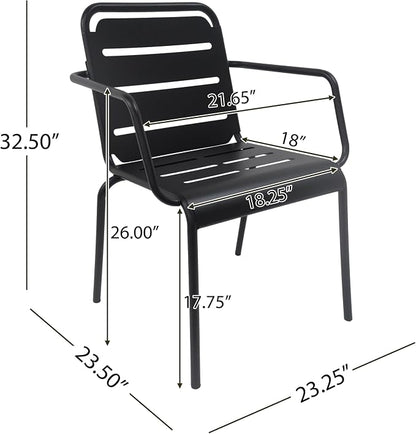 Christopher Knight Home Jodi Outdoor Bistro Set, 3-Piece Bistro Table and Chairs Set of 2, Patio Furniture Set with Iron Frame, Patio Conversation Set for Poolside/Garden Cafeteria, Matte Black