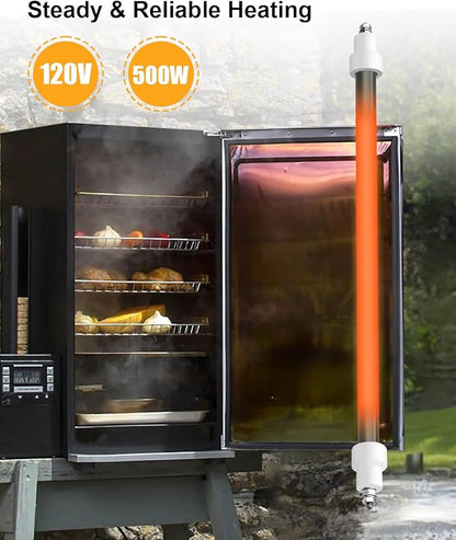 120V 500W Heating Element Compatible with Bradley Smoker BS611 BTDS76P 4-Rack Outdoor Electric Smoker BTDS108P 6-Rack Digital Food Smokers, Ceramic Sheath with Nuts