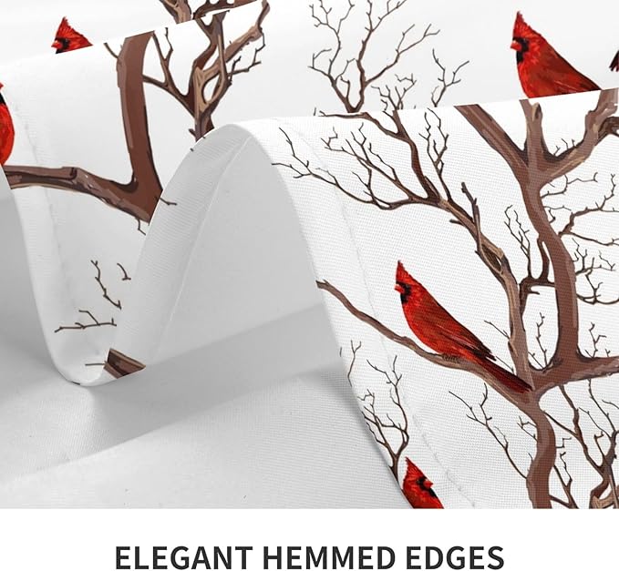 Winter Cardinal Birds Tablecloth for Dining 54"x72" Washable Waterproof Christmas Table Cloth for Parties Picnic Bbqs Kitchen Dining Room Christmas Holiday Home Decor, Rectangle Table Covers