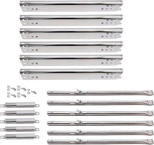 Yiming Grill Replacement Parts for Charbroil Advantage Series 6 Burner 463235815, 463240115, 463344015, 463433016 463343015 Models. Stainless Pipe Burner, Heat Plate, Carryover Tube Kit.