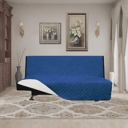 Easy-Going Reversible Couch Cover, Large Futon Sofa, Blue/Ivory | Machine Washable Slipcover For Dogs, Water Resistant Furniture Mat For Living Room, Non-Slip Sofa Cover, Pet Friendly