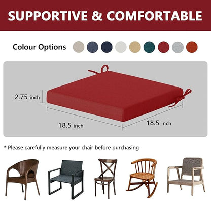 Goodgoods 18.5 x 18.5 Outdoor Chair Cushions Set of 4, Fade-Resistant & Water-Resistant Patio Seat Cushion Pads with Ties, 30D High-Resilience Foam for Dining Room Kitchen Chairs, Chili