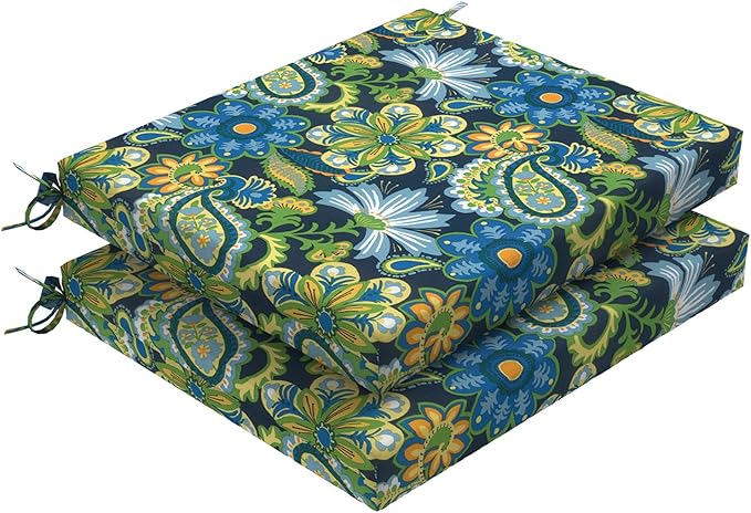 DYTXIII Set of 2 Outdoor Chair Cushions, Water Resistant 18.5"x16"x2" Square Seat Cushion for Patio Dining Chairs, High-Density Replacement Pads for Indoor Outdoor Furniture - Flower Child