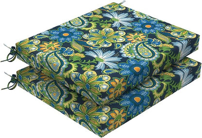 DYTXIII Set of 2 Outdoor Chair Cushions, Water Resistant 18.5"x16"x2" Square Seat Cushion for Patio Dining Chairs, High-Density Replacement Pads for Indoor Outdoor Furniture - Flower Child