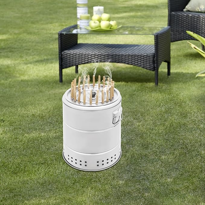 Smokeless Charcoal Hanging Grill, 30-skewers Stainless BBQ Grill Barrel,360° Portable Charcoal Grills for Backyard, Patio & Camping, Double-Layer for Adults & Family