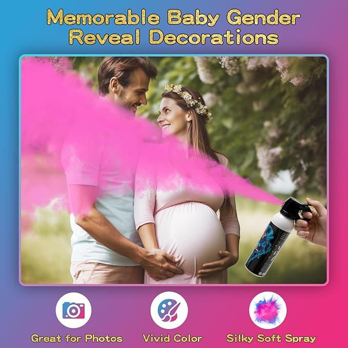 Gender Reveal Fire Extinguisher 2 Pack, Gender Reveal Decor, Baby Girl Reveal Party Ideas 100% Biodegragable for Party Decorations（Pink）