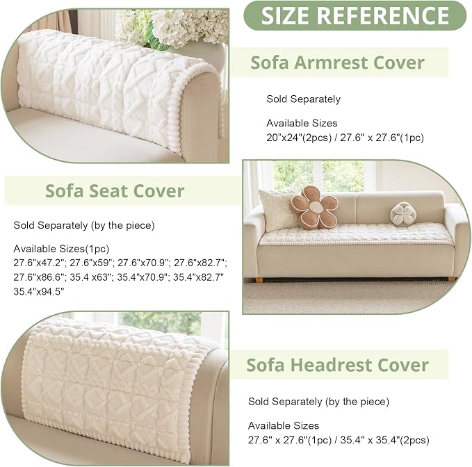 OstepDecor Couch Cover for Dogs, Washable Non Slip Sofa Cover for Pets | Soft Couch Covers for Sofa, Loveseat and Sectional, Furniture Protector Against Pet Hair & Dirt (27.6" x 59", Cream)