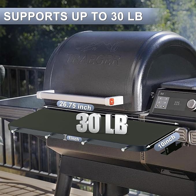 KEESHA BAC762 P.A.L Folding Front Shelf for Traeger Woodridge, Timberline, Ironwood Series, Heavy-Duty Pop-and-Lock Grill Accessories Replacement for Food Prep and Storage, 26.75 x 10