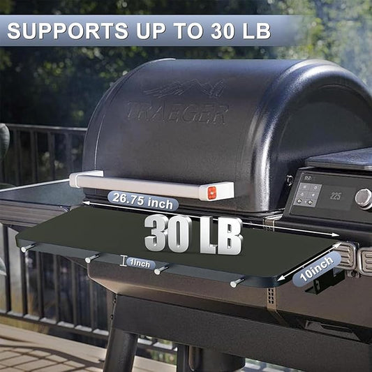 KEESHA BAC762 P.A.L Folding Front Shelf for Traeger Woodridge, Timberline, Ironwood Series, Heavy-Duty Pop-and-Lock Grill Accessories Replacement for Food Prep and Storage, 26.75 x 10