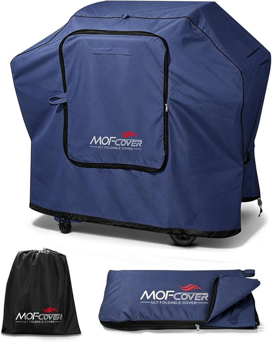 Exclusive Foldable 52 inch Grill Cover, 600D Heavy Duty Outdoor BBQ Cover for 2-4 Burners Grill Weber 7106 Spirit 200 300 Series, Blue
