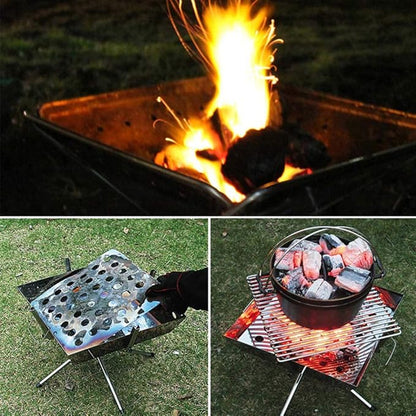 Outdoor Multi-Function Barbecue Grill, Stainless Steel Charcoal Portable Camping Charcoal Barbecue Grill Compact Barbecue Travel, Picnic Suitable for 2-4 People (36 * 32Cm)
