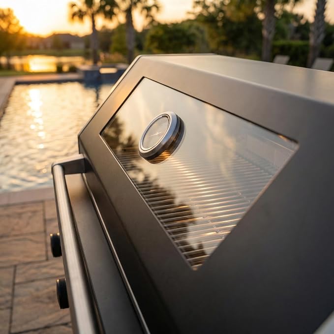 65.4 Inch Outdoor Kitchen Island, 4-Burner 72000 BTU Propane Stainless Steel BBQ with Side/Rear Burners, Outdoor Kitchen Bar Barbecue Island Grill,Marble Countertops,For Backyard BBQ