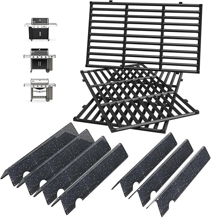Genesis 2 GS4 Grill Parts for Weber GS4 Genesis II/II LX 400 SER 4-Burner Genesis II E410 Accessories Genesis 400 (2022 YRS) Replacement for Weber Flavorizer Bars 66033 66030 &Grill Grates 66097 66089