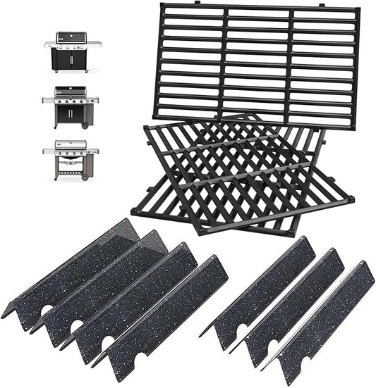 Genesis 2 GS4 Grill Parts for Weber GS4 Genesis II/II LX 400 SER 4-Burner Genesis II E410 Accessories Genesis 400 (2022 YRS) Replacement for Weber Flavorizer Bars 66033 66030 &Grill Grates 66097 66089